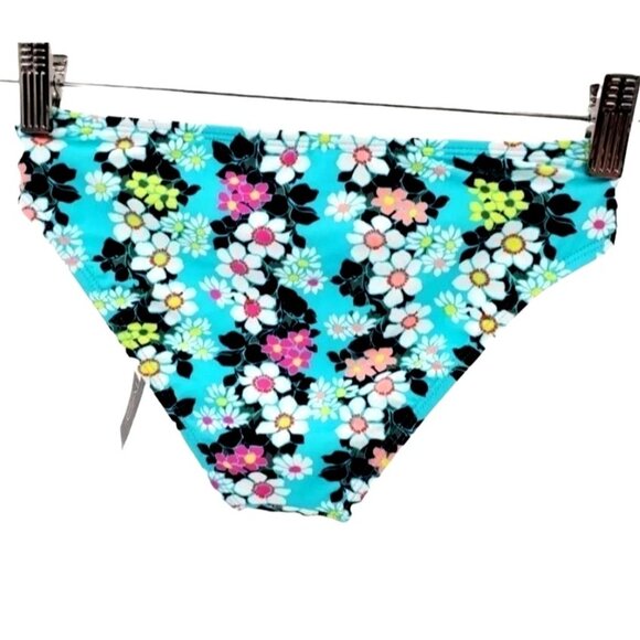 CALIFORNIA WAVES Bikini Bottom Strappy Hipster Cutout side Colorful Floral XS - Picture 7 of 9